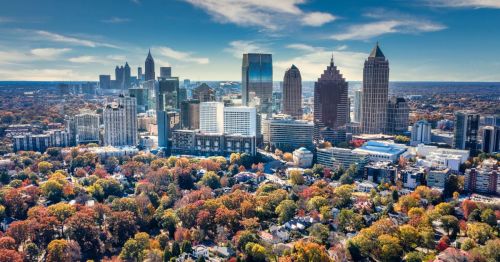Atlanta skyline in the autumn.