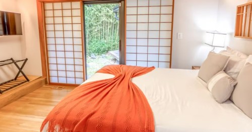 Shoji screens in a Fort Washington, MD Airbnb; a serene Japan dupe with soft light and minimalist design.