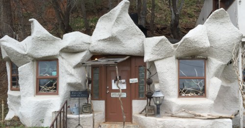 closeup of the cave house, an architectural oddity in oklahoma