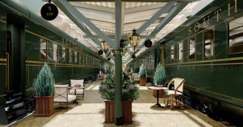 Train cars turned into hotel rooms at the Hotel Chalet