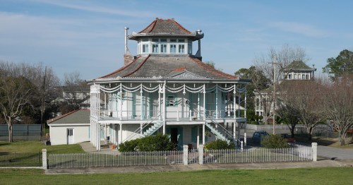view of the famous Doullut Steamboat Houses in New Orleans