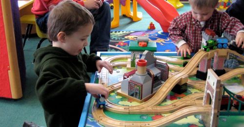 Children playing at the Sheboygan Children's Museum in Wisconsin.