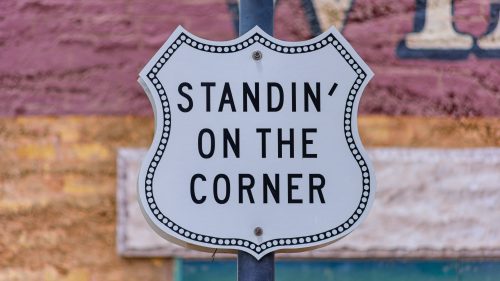 Standin' on the corner sign at route 66 in Winslow Arizona