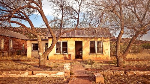 Abandoned house in ghost town Cuervo, New Mexico, USA