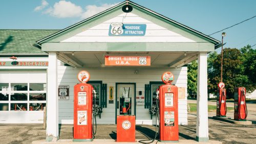 Amblers Texaco Gas Station, on Route 66 in Dwight, Illinois