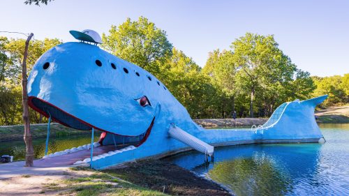 Sunny view of the Blue Whale of Catoosa at Tulsa, Oklahoma