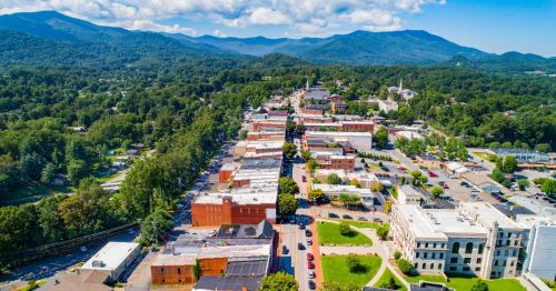 Aerial view of Waynesville, NC