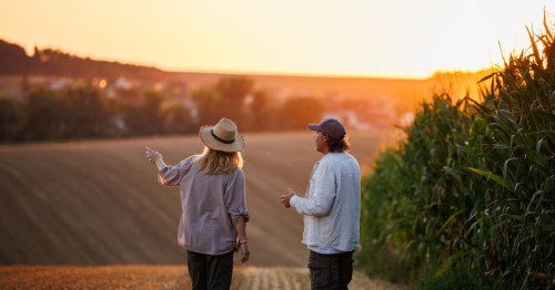 An older couple near retirement age, considering if the best place for retirement is Iowa