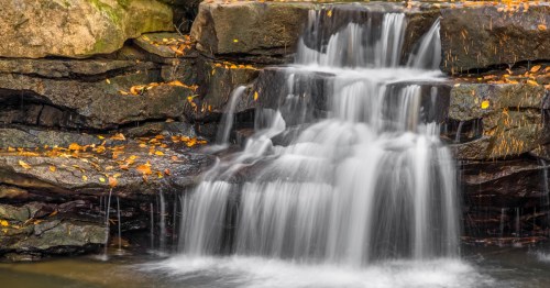 Maryland's Tolliver Falls multi-tiered cascading waterfall in Swallow Falls State Park in Oakland.