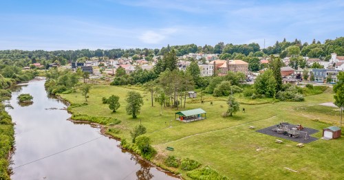 A drone view of Davis, West Virginia.