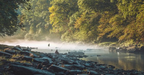 sunrise over the little red river in heber springs arkansas