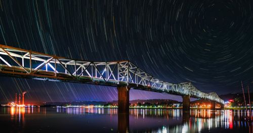 The Milton-Madison Bridge in Indiana at night