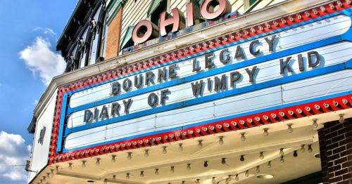 An old-school theater sign in Madison, Indiana