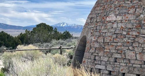 A stone charcoal oven at a state historic park in Nevada.