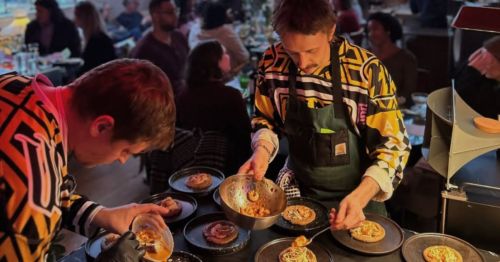 Wick and Nick's chefs plating dishes for their hidden Atlanta supper club.