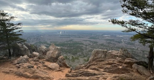 A magnificent view from a hiking trail at Crowders Mountain State Park in North Carolina.