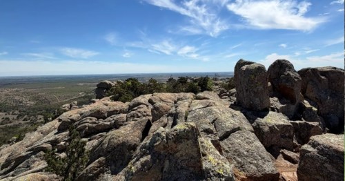 A view from a high point of the Elk Mountain Trail in Charons Garden Wilderness in Oklahoma