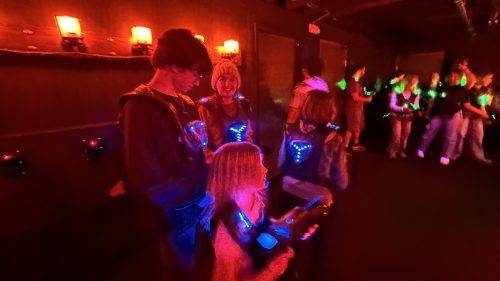 Four kids gear up for laser tag at LaserX in Fort Wayne, Indiana