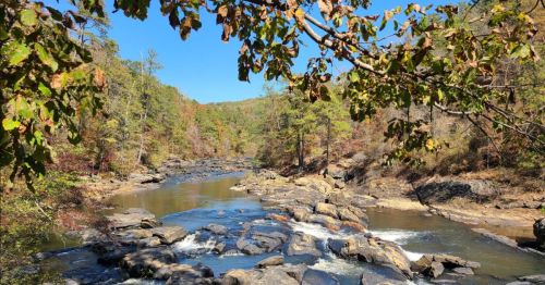 Rapids overlook at Sweetwater Creek State Park in Lithia Springs, Georgia