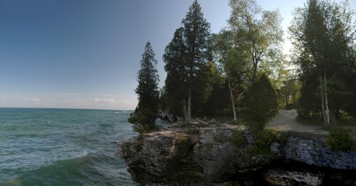 Late afternoon sky at Cave Point County Park in Door County, Wisconsin