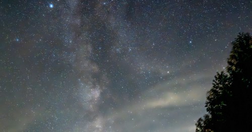 Night sky filled with stars at Cave Point County Park in Door County, Wisconsin