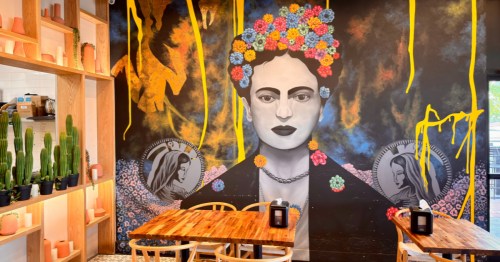 a mural of artist frida kahlo at okay maguey in phoenix arizona