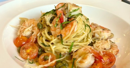 Close up of Lombardia pasta dish from Nino's Italian in Baton Rouge, LA