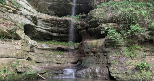 Waterfall along a trail in Illinois