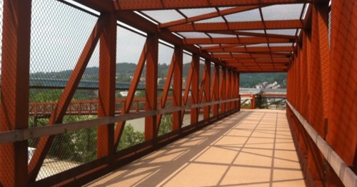 A covered bridge on the Great Allegheny Passageway in Pennsylvania.