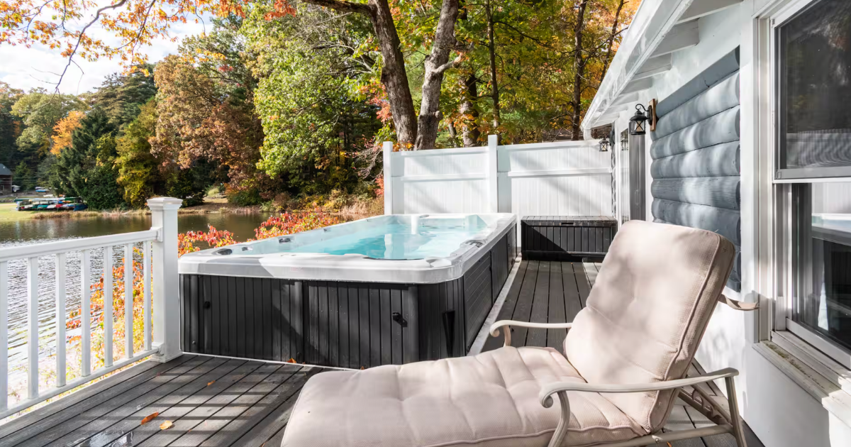 This Connecticut Airbnb Features a Private Jetted Swim Spa and Panoramic Lake Views