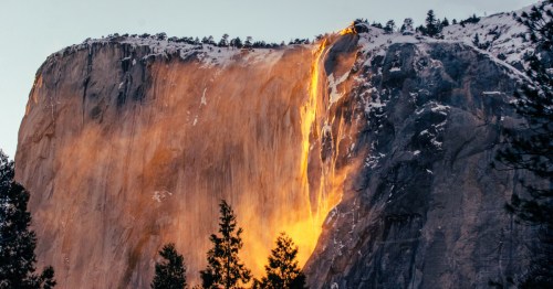 Firefall in Yosemite National Park on a late winter day.