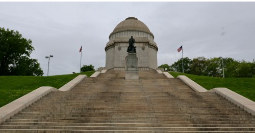 The historic William McKinley Presidential National Memorial stone monument in Canton, Ohio.