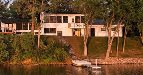 A home with a private dock on Cedar Lake in Iowa