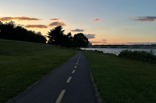 Evening view along the Mount Vernon Trail bordering the Potomac River in Virginia.