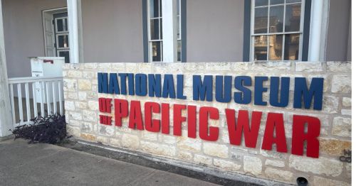 A sign for the National Museum of the Pacific War in Texas