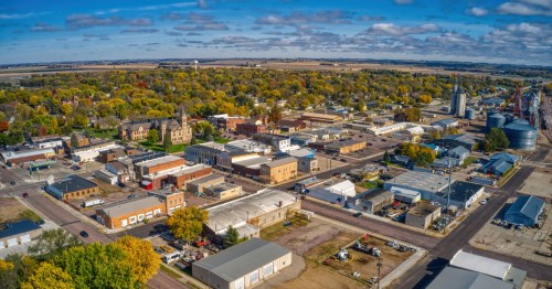 Aerial View of the Sioux Falls Suburb of Canton, South Dakota.