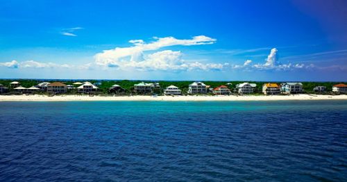 Beach houses on the coast of St. George Island, Florida