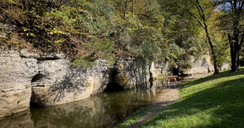 Tall bluffs over a scenic river, just 3 miles from a Small town near Echo Valley State Park.