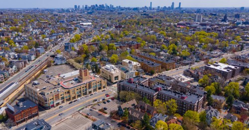 aerial shot of cambridge massachusetts