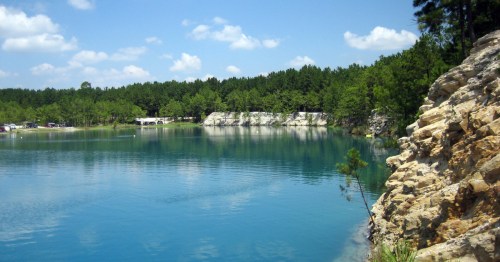 Turquoise water at a popular Texas swimming destination.