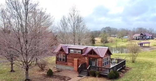 An aerial view of the Cabin in the Hills in Cobden, Illinois