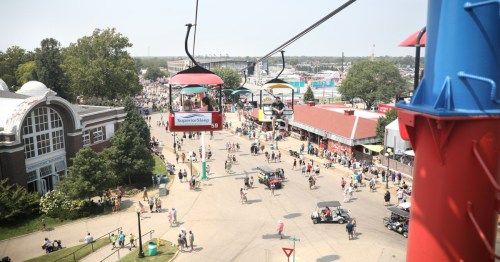 view of the iowa state fairgrounds from above