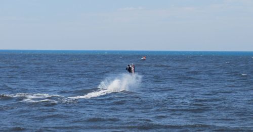 A person riding a jet ski on Lake Michigan in Michigan