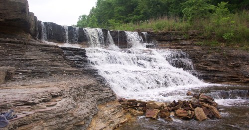 A waterfall at Kincaid Falls Spillway in Gorham, Illinois.