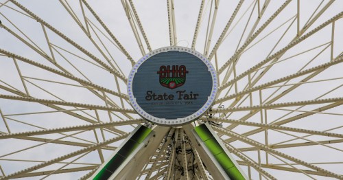 closeup of the ohio state fair ferris wheel