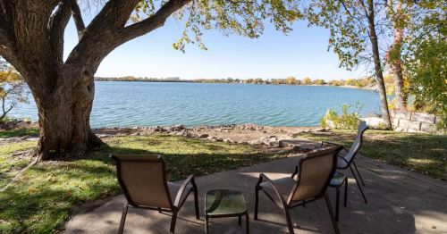 Outdoor furniture overlooking Wall Lake in South Dakota