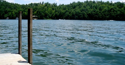 Swimming pier overlooking Lake Yonah in northern Georgia on a lovely summer day.