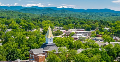 Dahlonega, Georgia aerial view, one of the most charming hidden towns in the U.S.