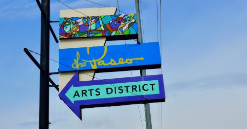 The exterior sign for the Paseo Arts District in Oklahoma City.