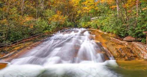Sliding Rock Falls on Looking Glass Creek in Pisgah National Forest, North Carolina, USA